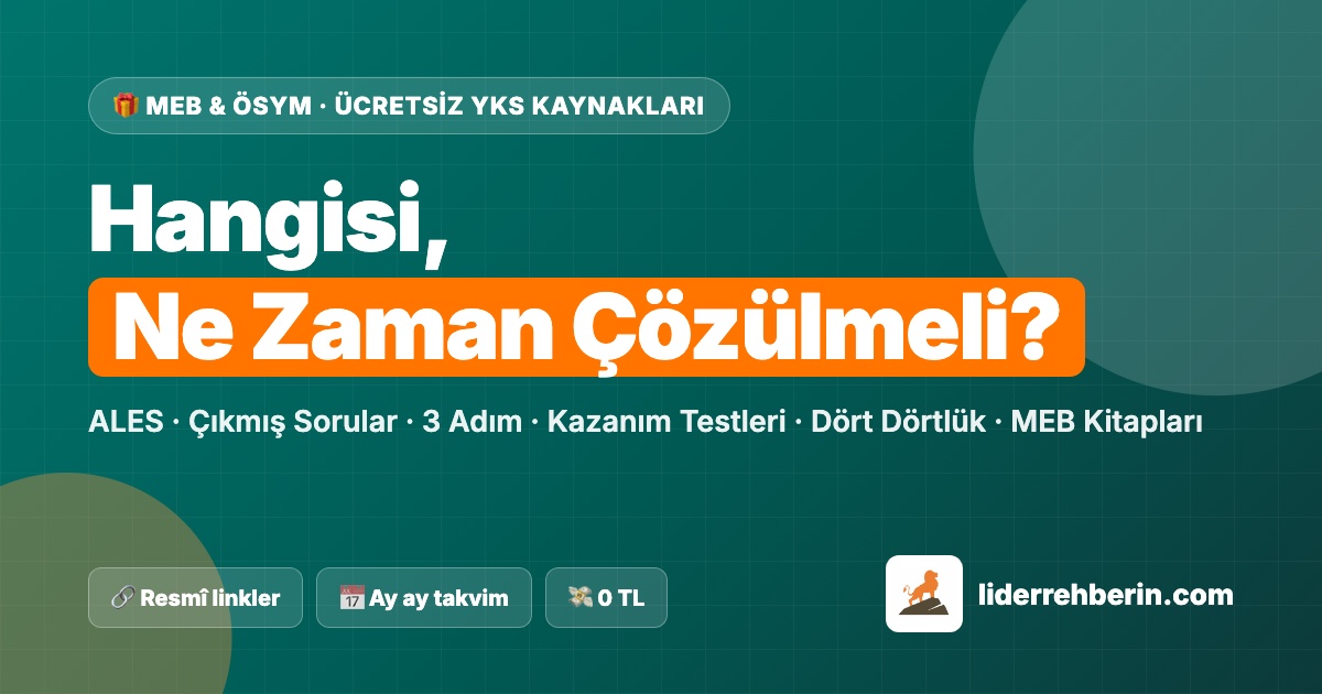 MEB ve ÖSYM Ücretsiz YKS Kaynakları: Ne Zaman Çözülmeli?